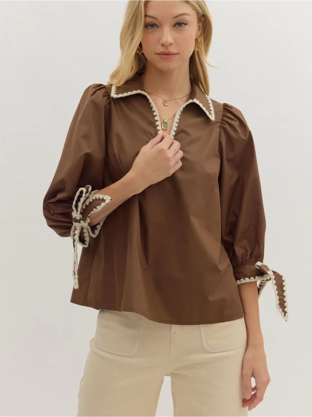 Entro Bow Sleeve Stitched Top